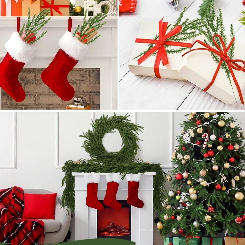 Christmas Wreath Fake - 10 STKS Kerst Kunstmatige Norfolk Pijnboomtakken