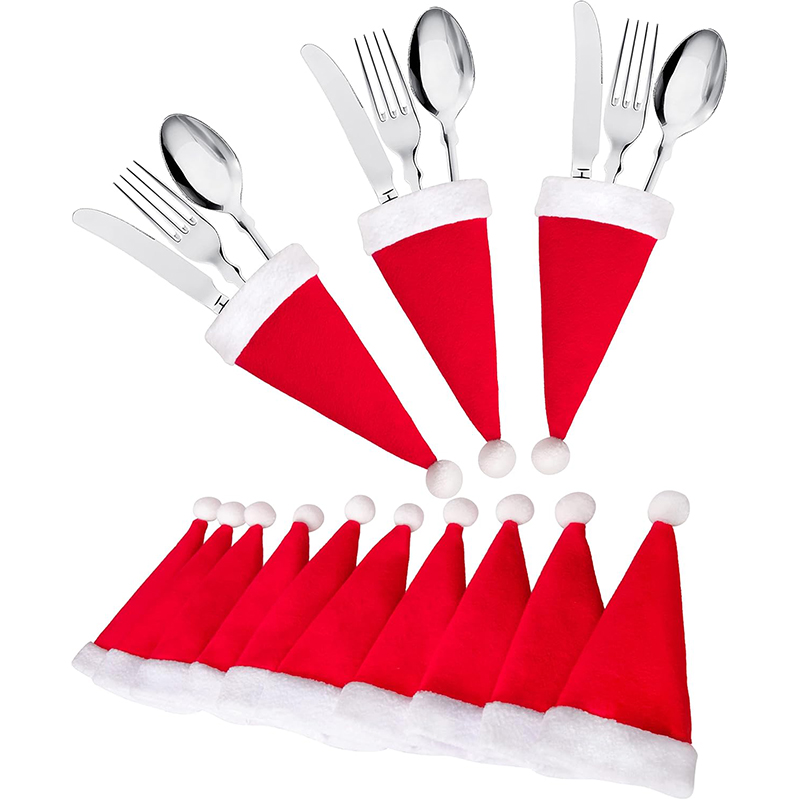 Santa Hat Plush - 10/20/50 Stuks Kerstmuts voor Bestek Decoraties