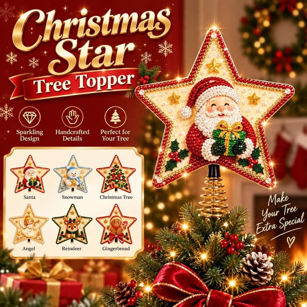 Star Tree Topper - Stervormige kerstboomtopper, kleurrijke feestelijke huisdecoratie, sterboomversiering,