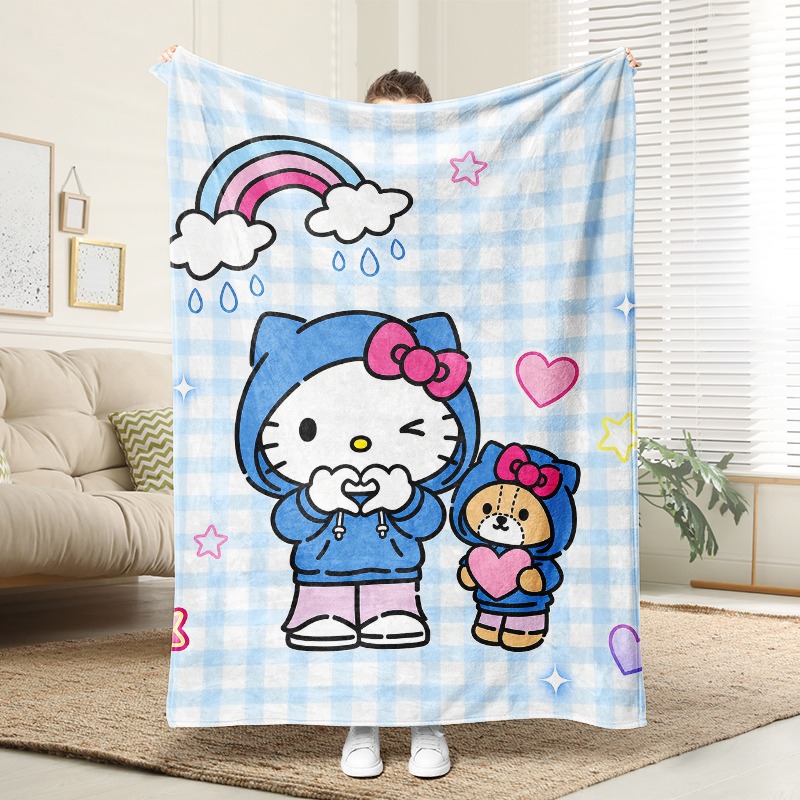 Christmas Throw Blanket - Sanrio Dekbed Hello Kitty Beer Plaid