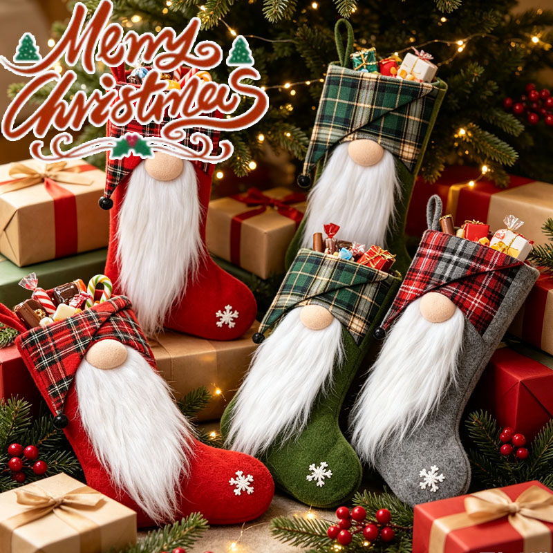 Christmas Stocking Hanging - 1-4 stuks Kerstcadeautjeszakjes voor kinderen met