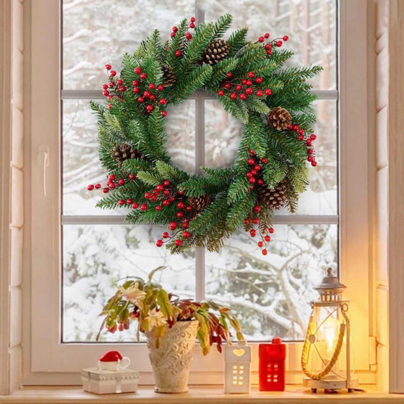 50 cm kunstmatige kerstkrans,  - Christmas Wreath Fake recensie en prijs