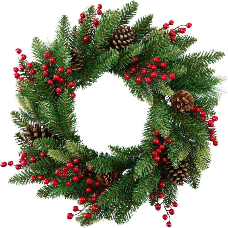 50 cm kunstmatige kerstkrans,  - Christmas Wreath Fake recensie en prijs