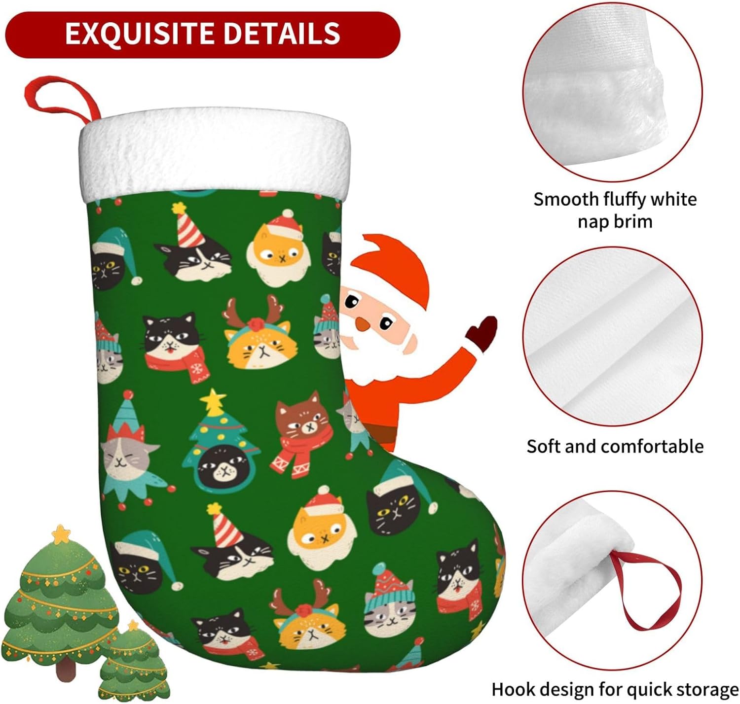 Leuke katten groene kerstsokke - Christmas Stocking Hanging recensie en prijs